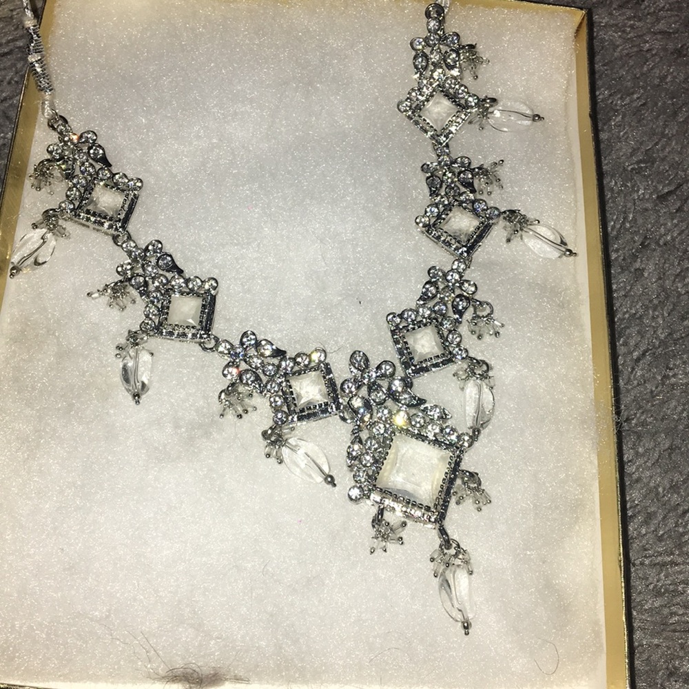 Diamond necklace and earrings for dresses